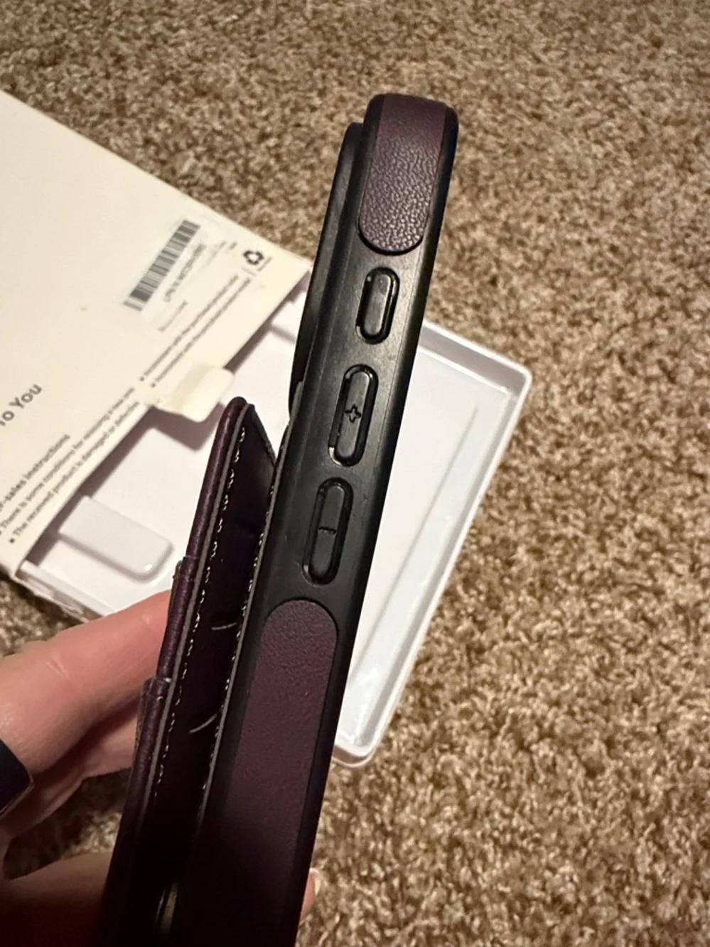 Skyeagle purple & black faux leather folio card case for iPhone 17 Pro Max NWOT